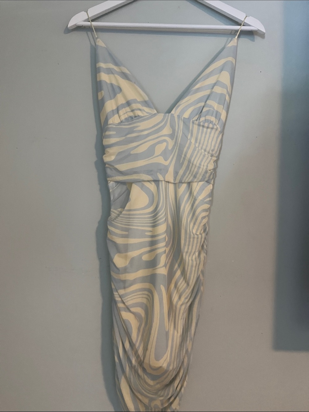 SHEIN Cream and Light Gray Swirl Slip Dress
